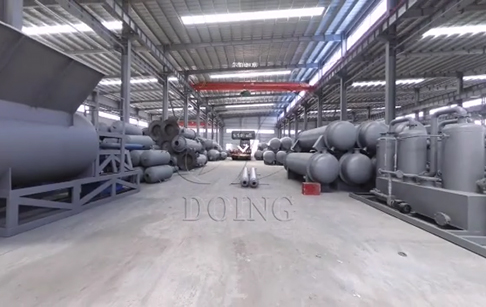 VR video show of Doing plastic pyrolysis equipment prduction plant